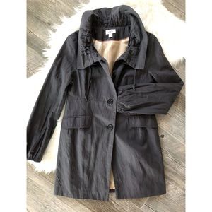 LOFT Charcoal Grey Ruffle Collar Jacket